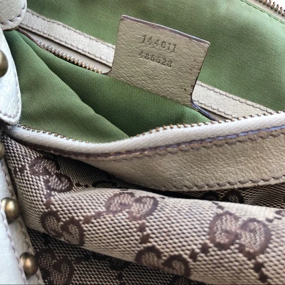 GUCCI GG Canvas & Leather Studded Hobo Bag